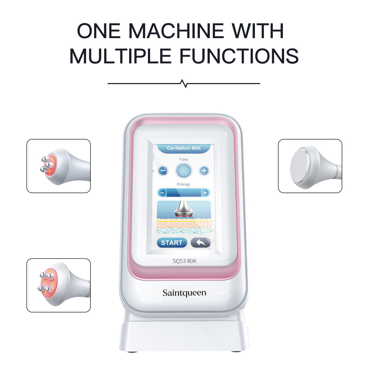 SQ53 Basic, 3in1 80K Cavitation Machine, 3-Pole & 4-Pole Radio Frequency Skin Lifting Tightening for Body Shaping Facial Anti-Aging Skin Rejuvenation