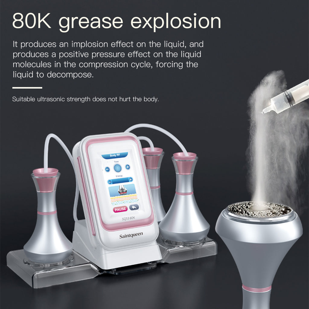SQ53 Basic, 3in1 80K Cavitation Machine, 3-Pole & 4-Pole Radio Frequency Skin Lifting Tightening for Body Shaping Facial Anti-Aging Skin Rejuvenation