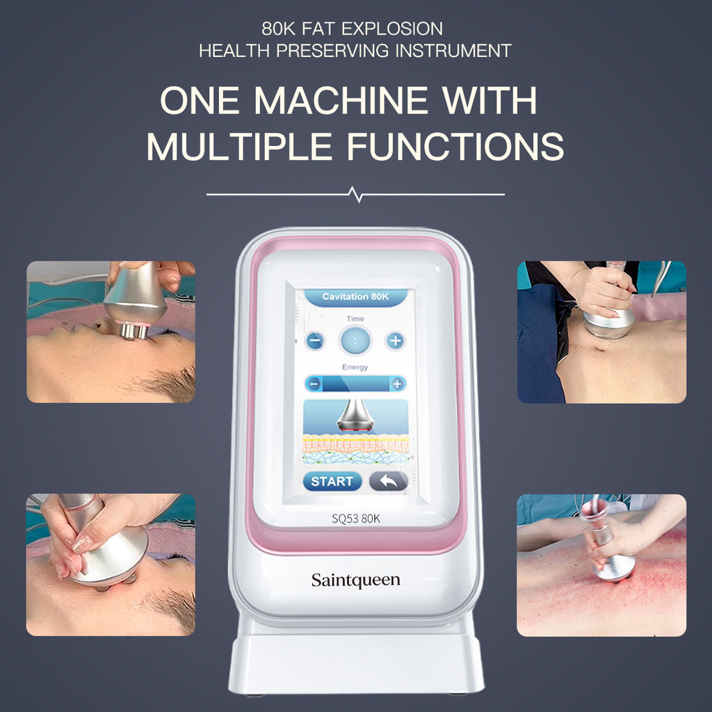 SQ53 Basic, 3in1 80K Cavitation Machine, 3-Pole & 4-Pole Radio Frequency Skin Lifting Tightening for Body Shaping Facial Anti-Aging Skin Rejuvenation