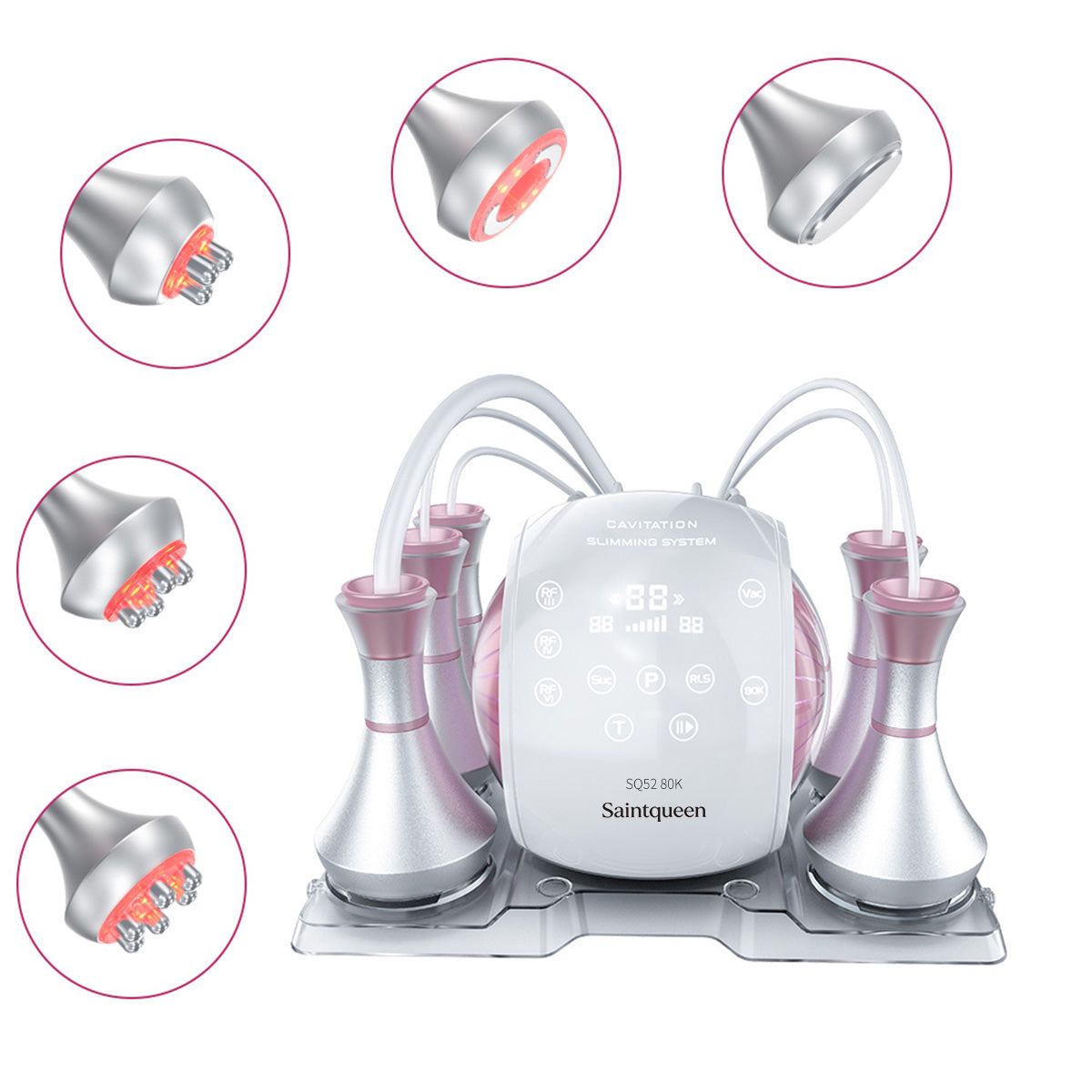 SQ52 Pro, 5in1 80K Ultrasonic Cavitation System, Multi-Polar RF Vacuum Massage Machine, Body Contouring Lymph Drainage Skin Firming Anti-Aging for Face Neck Body