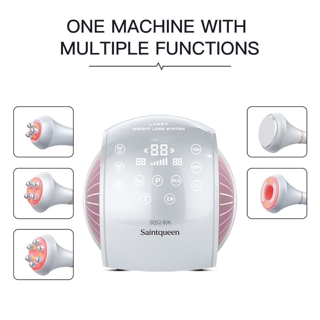 SQ52 Pro, 5in1 80K Ultrasonic Cavitation System, Multi-Polar RF Vacuum Massage Machine, Body Contouring Lymph Drainage Skin Firming Anti-Aging for Face Neck Body