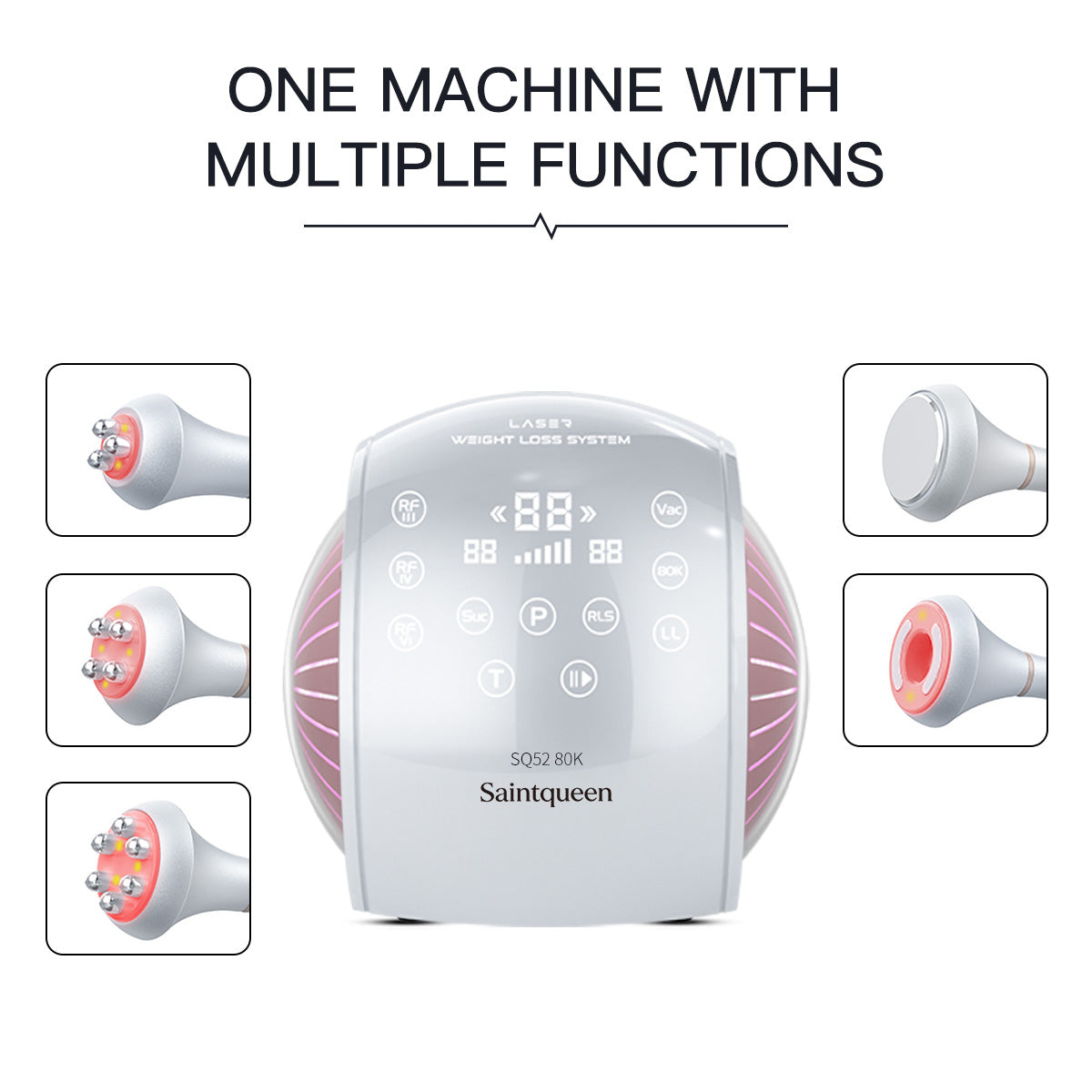 SQ52 Pro, 5in1 80K Ultrasonic Cavitation System, Multi-Polar RF Vacuum Massage Machine, Body Contouring Lymph Drainage Skin Firming Anti-Aging for Face Neck Body