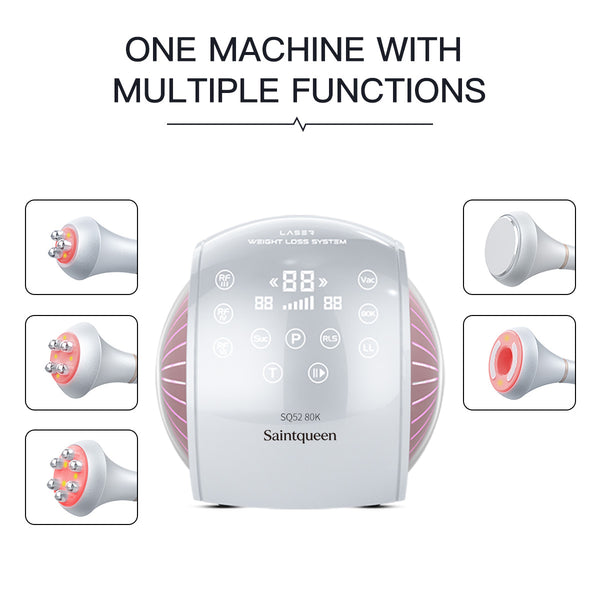 SQ52 Pro, 5in1 80K Ultrasonic Cavitation System, Multi-Polar RF Vacuum Massage Machine, Body Contouring Lymph Drainage Skin Firming Anti-Aging for Face Neck Body