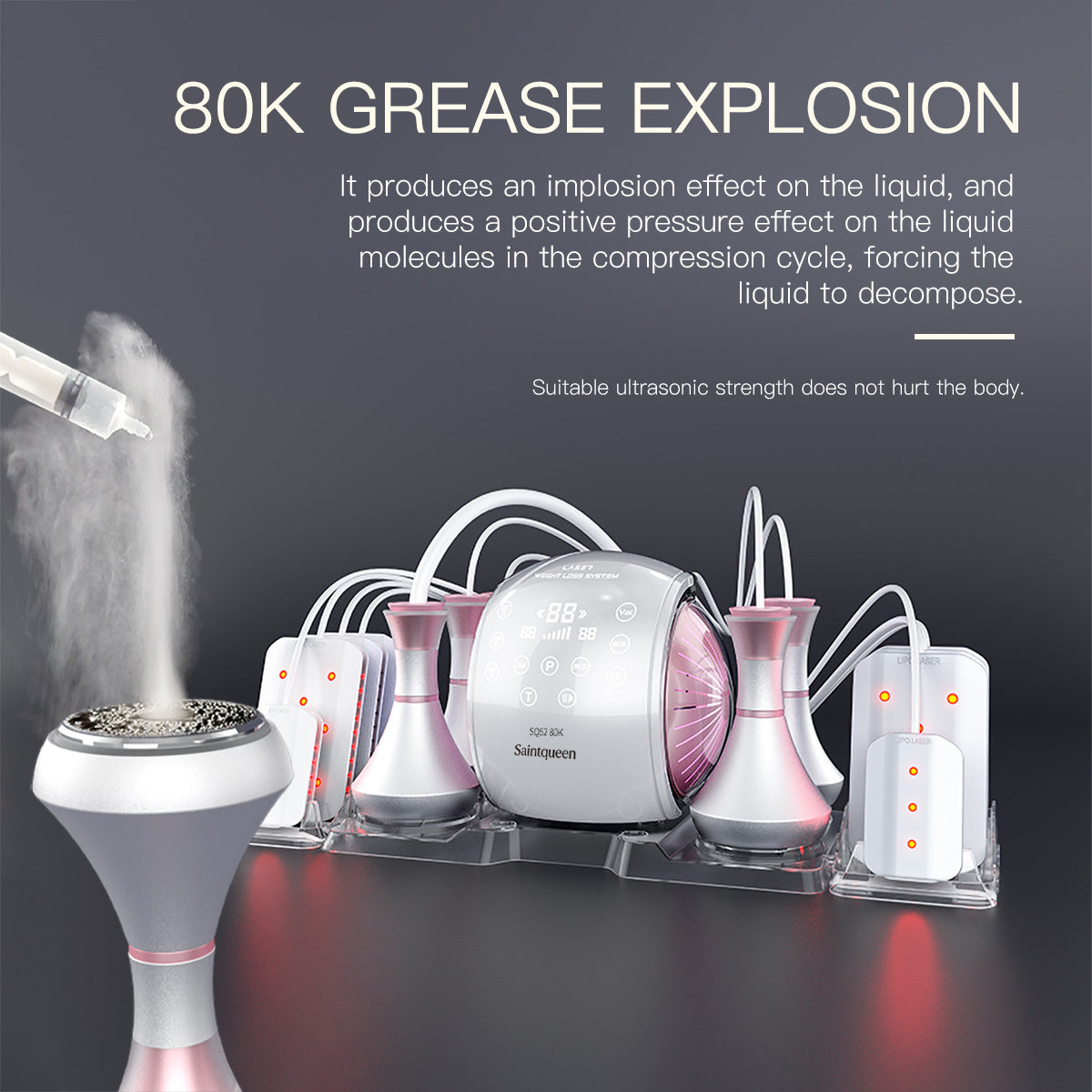 SQ52 Pro, 6in1 80K Cavitation Machine, Multi-Polar RF Vacuum Lipo Laser Body Sculpting Skin Tightening Beauty Device for Home & Salon Use