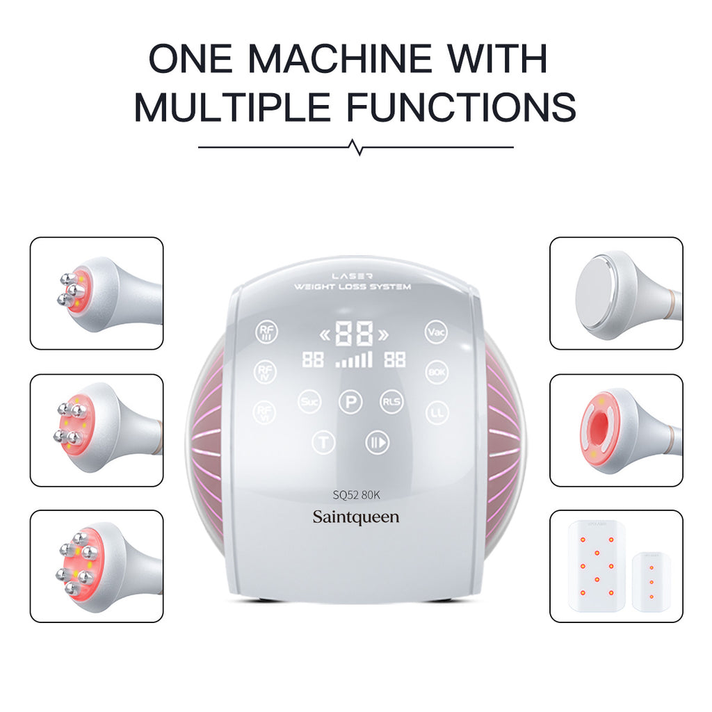 SQ52 Pro, 6in1 80K Cavitation Machine, Multi-Polar RF Vacuum Lipo Laser Body Sculpting Skin Tightening Beauty Device for Home & Salon Use