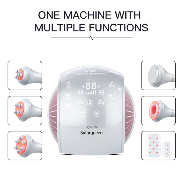 SQ52 Pro, 6in1 80K Cavitation Machine, Multi-Polar RF Vacuum Lipo Laser Body Sculpting Skin Tightening Beauty Device for Home & Salon Use
