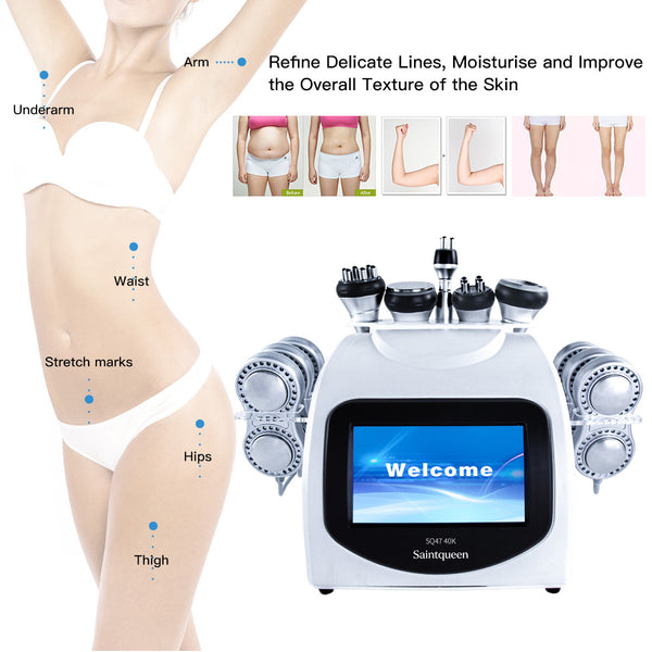 SQ47B Pro, 6in1 40K Cavitation Body Sculpting Device, Multi-Polar RF Vacuum EMS Laser for Body Contouring, Skin Smoothing & Face Skin Firming