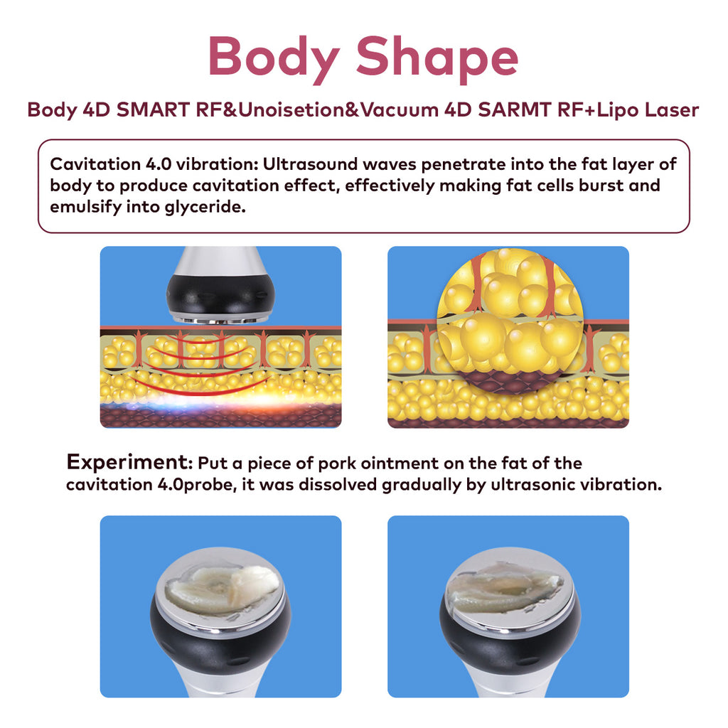 SQ16B Basic, 4in1 40K Cavitation Body Sculpting Machine, Tripolar Multipolar RF Vacuum Anti-Aging Skin Tightening Lifting Wrinkle Reduction Body Contouring