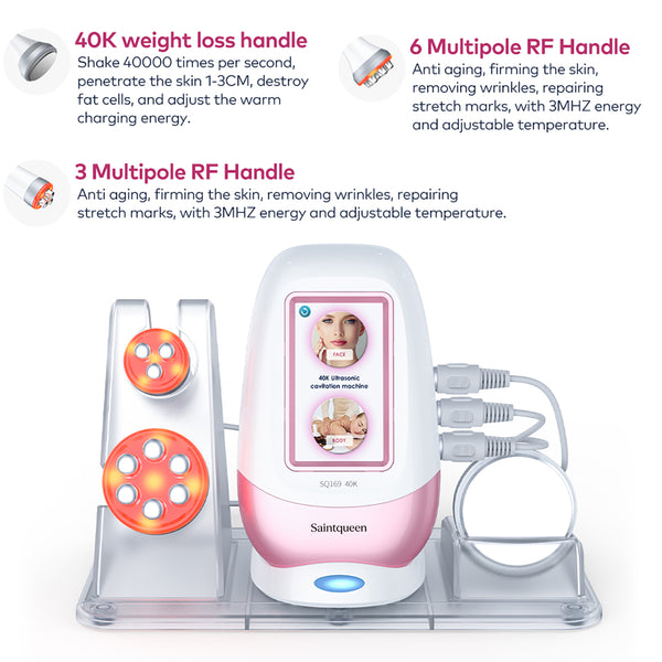 SQ169 Basic, 3in1 40K Ultrasonic Cavitation Body Sculpting Machine | Tripolar 6-Pole RF for Face Anti-Aging, Wrinkle Reduction, Body & Skin Firming Home Beauty Equipment
