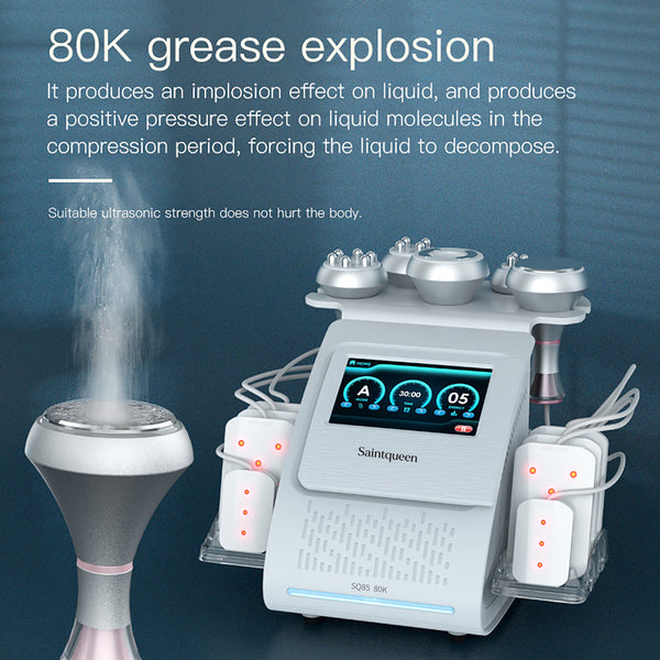 SQ85C Pro, 6in1 80K Ultrasonic Cavitation Machine Lipo Laser Multi-Pole RF Vacuum Massage Body Sculpting Skin Tightening Machine for Salon & Home Use