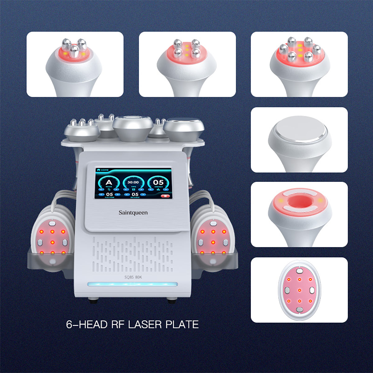 SQ85B Pro, 6in1 80K Ultrasonic Cavitation Machine, Multi-Polar RF Vacuum Massage Laser EMS Pads Body Sculpting Device, Skin Tightening & Facial Lifting Beauty Equipment