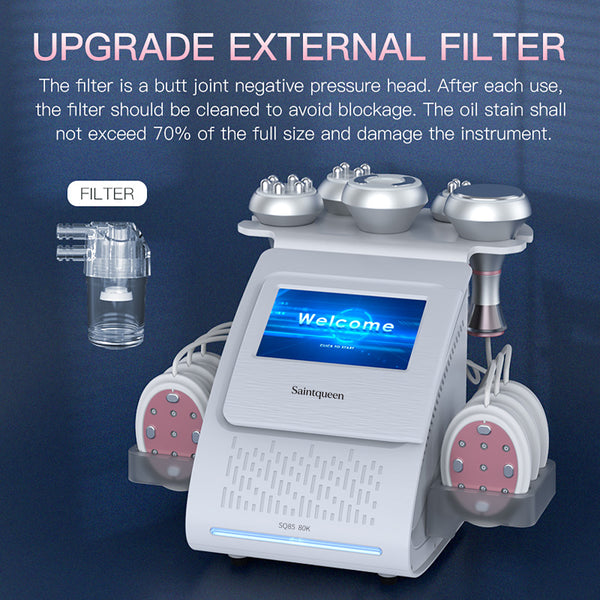 SQ85B Pro, 6in1 80K Ultrasonic Cavitation Machine, Multi-Polar RF Vacuum Massage Laser EMS Pads Body Sculpting Device, Skin Tightening & Facial Lifting Beauty Equipment