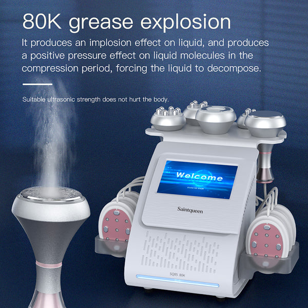 SQ85B Pro, 6in1 80K Ultrasonic Cavitation Machine, Multi-Polar RF Vacuum Massage Laser EMS Pads Body Sculpting Device, Skin Tightening & Facial Lifting Beauty Equipment