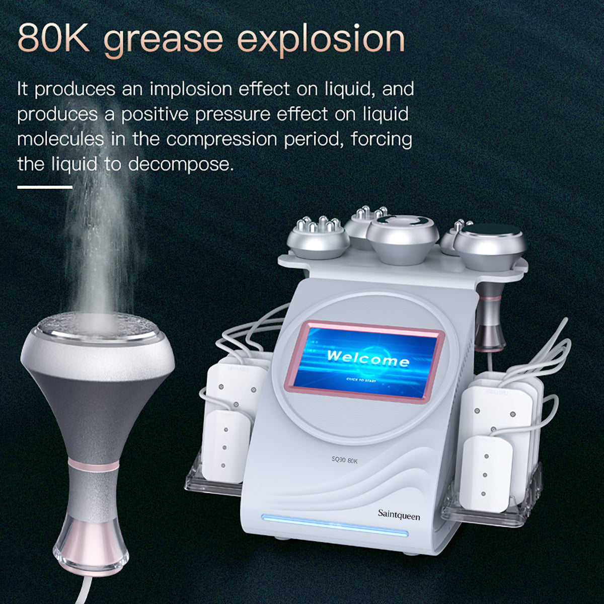 SQ90C Pro, 6in1 80K Cavitation Machine | Multi-Pole RF Skin Tightening, Vacuum Massage & Lipo Laser Body Contouring System, Facial Lifting Body Shaping Beauty Machine