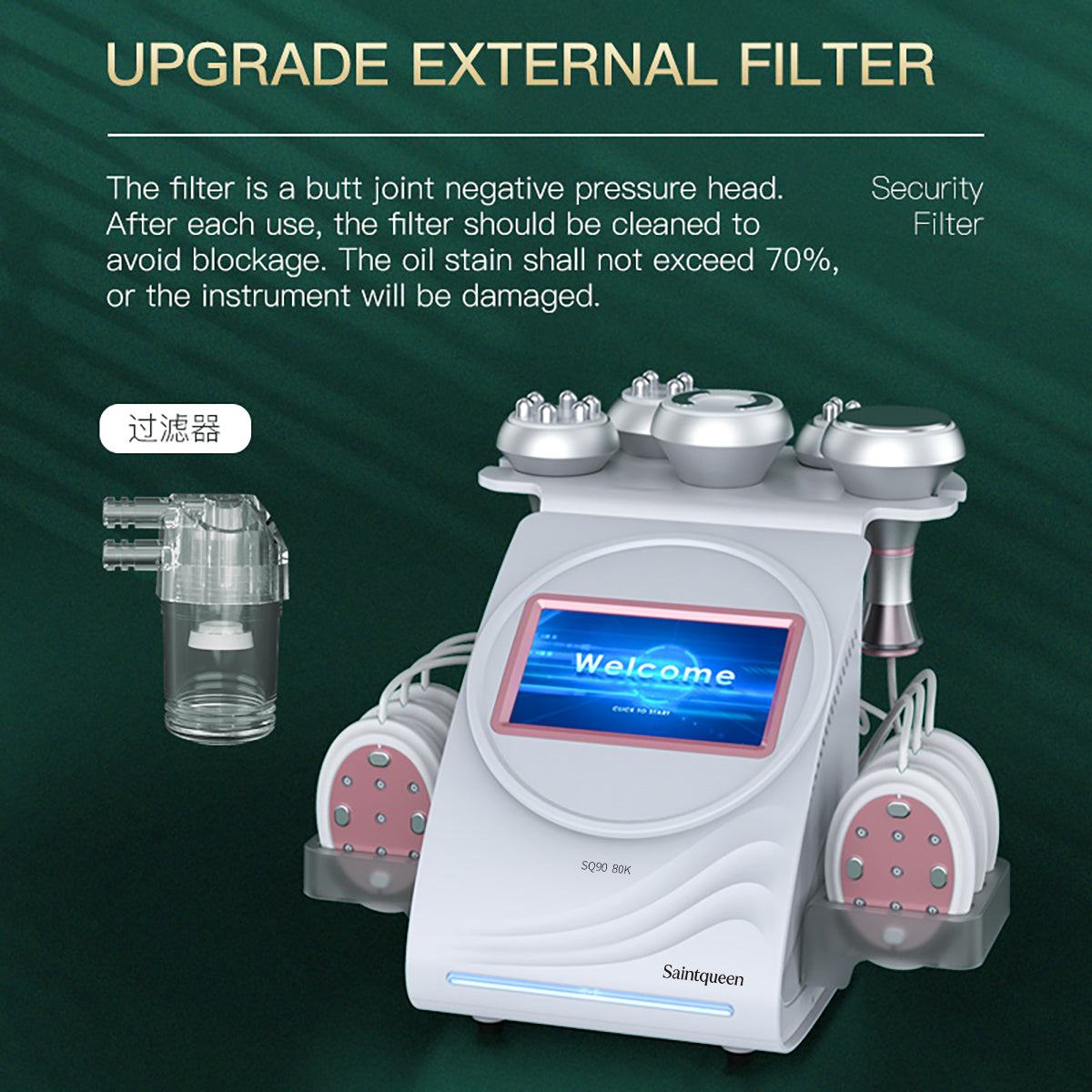 SQ90B Pro, 6in1 80K Cavitation Machine | Multi-Polar RF Vacuum Massage EMS Lipo Laser Device | Body Contouring, Skin Tightening & Face Lifting,