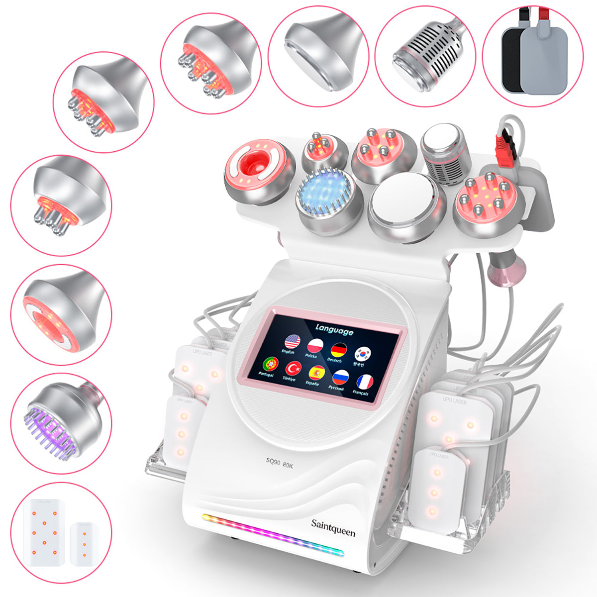 SQ90D Plus, 9in1 80K Ultrasonic Cavitation Machine | Multi-Polar RF Vacuum Lipo Laser Cold Hammer Meridian Brush Microcurrent Pad | Body Sculpting Skin Tightening Skin Smoothing Main image