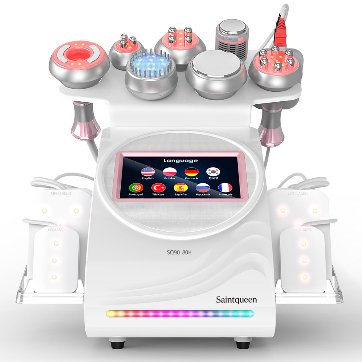 SQ90D Plus, 9in1 80K Ultrasonic Cavitation Machine | Multi-Polar RF Vacuum Lipo Laser Cold Hammer Meridian Brush Microcurrent Pad | Body Sculpting Skin Tightening Skin Smoothing