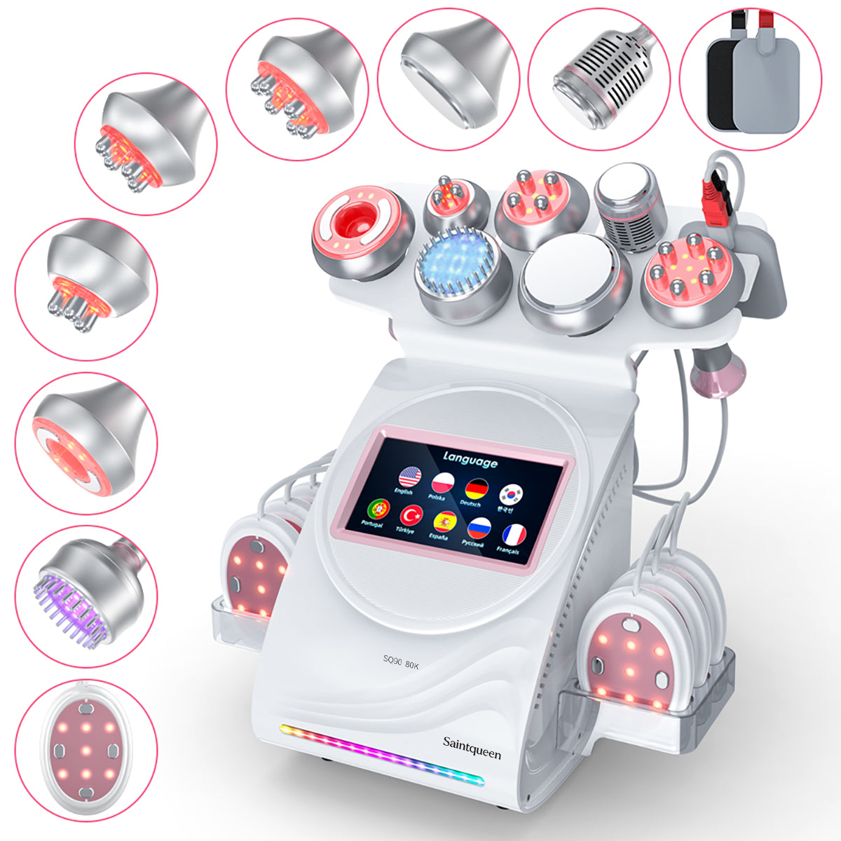 SQ90E Plus, 9in1 80K Cavitation Machine | Multipolar RF Vacuum RF EMS Microcurrent Lipo Laser Cold Hammer Meridian Brush, Body Sculpting Skin Tightening Main image
