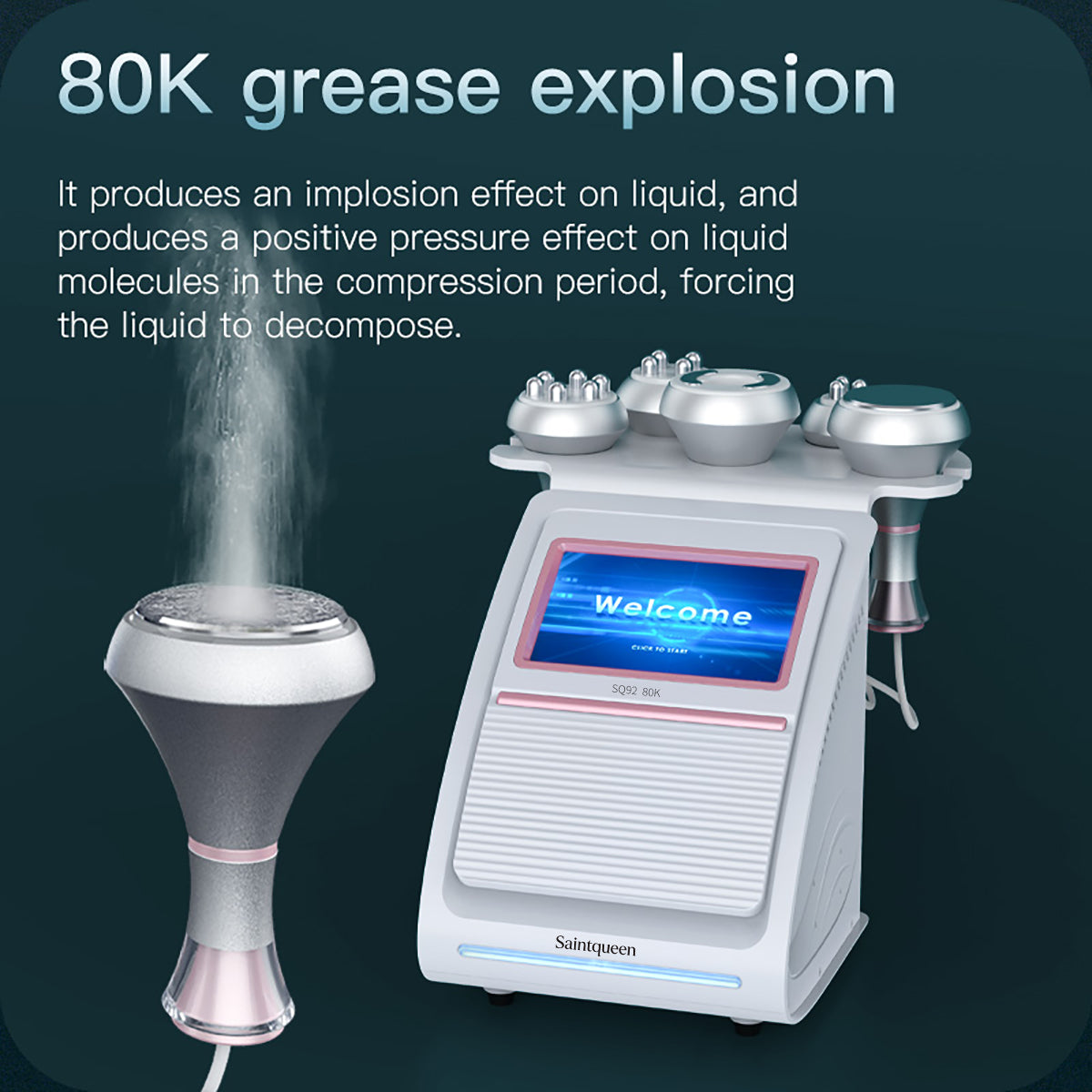 SQ92A Pro, 5in1 80K Ultrasonic Cavitation Machine, Multi-Pole RF Skin Tightening Vacuum Negative Pressure Massage Body Shaping