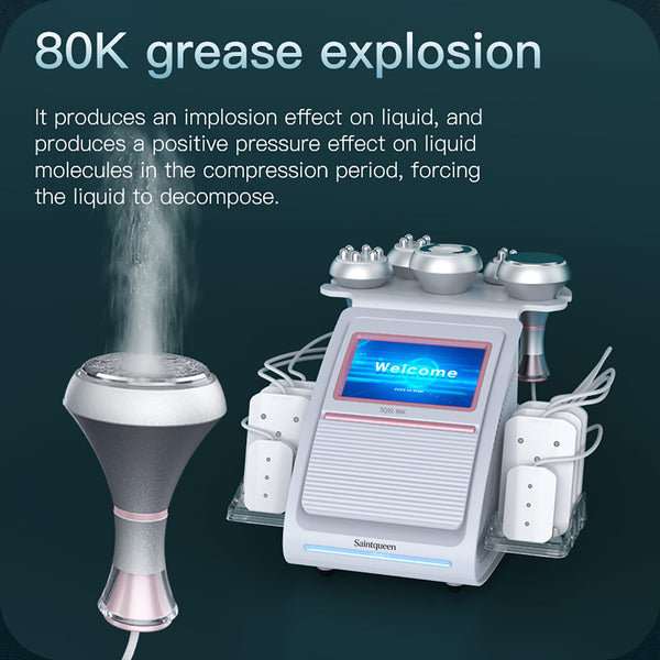 SQ92C Pro, 6in1 80K Ultrasonic Cavitation Machine, Multi-Polar RF Vacuum Lipo Laser Body Sculpting Device for Salon & Home Skin Tightening Contouring