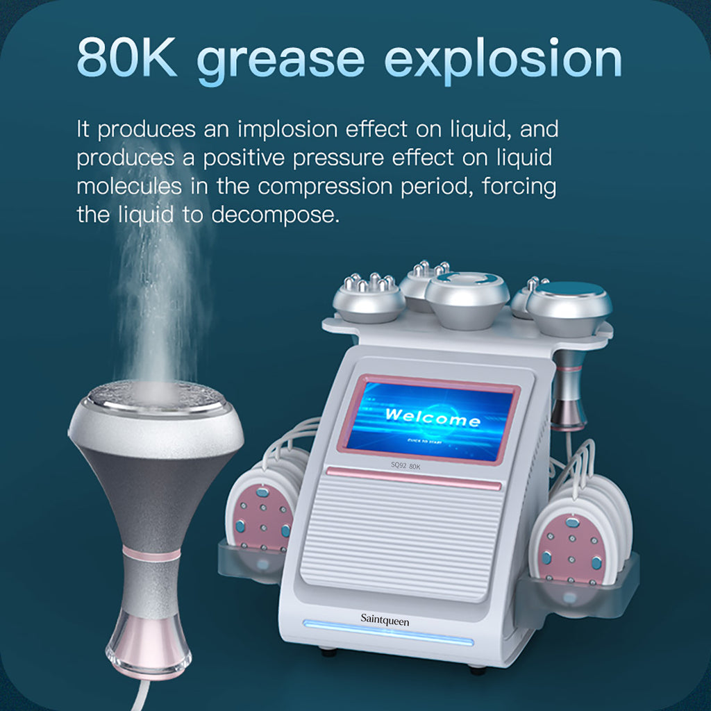 SQ92B Pro, 6in1 80K Ultrasonic Cavitation Machine | Multi-Polar RF Vacuum Lipo Laser EMS Body Sculpting Skin Tightening Beauty Device