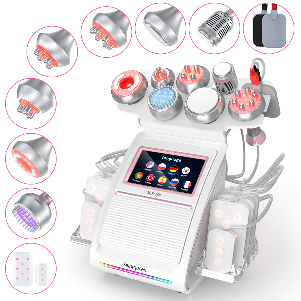 SQ92D Plus, 9in1 80K Cavitation Lipo Laser Body Machine, Multifunctional RF Body Sculpting Device with Ice Hammer, Meridian Brush, Microcurrent Pad Main image