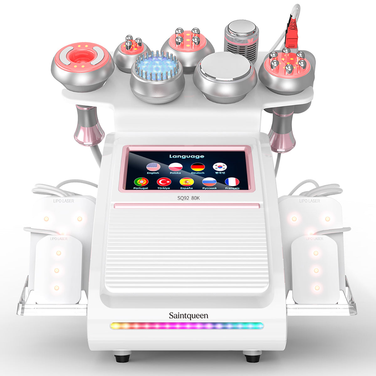 SQ92D Plus, 9in1 80K Cavitation Lipo Laser Body Machine, Multifunctional RF Body Sculpting Device with Ice Hammer, Meridian Brush, Microcurrent Pad