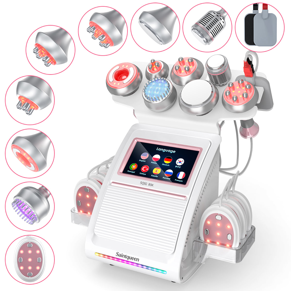SQ92E Plus, 9in1 80K Cavitation Machine Multifunctional Body Shaping Device RF Radio Frequency Skin Tightening Ice Cold Hammer Microcurrent Massage Main image