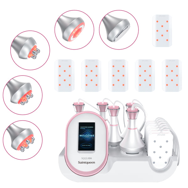 SQ121A Pro, 6in1 Body Sculpting Machine | 80K Cavitation, Multi-Polar RF, Vacuum RF, Laser Body Contouring Pads for Skin Firming Contouring Device