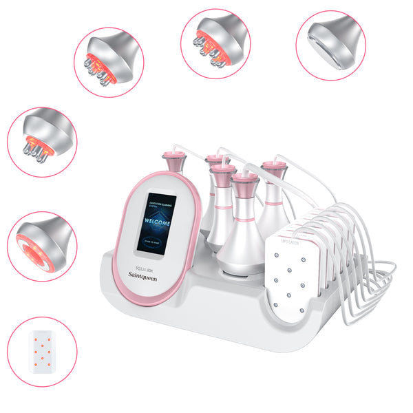 SQ121A Pro, 6in1 Body Sculpting Machine | 80K Cavitation, Multi-Polar RF, Vacuum RF, Laser Body Contouring Pads for Skin Firming Contouring Device