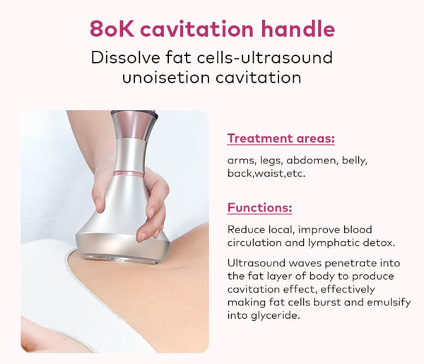SQ121A Pro, 6in1 Body Sculpting Machine | 80K Cavitation, Multi-Polar RF, Vacuum RF, Laser Body Contouring Pads for Skin Firming Contouring Device
