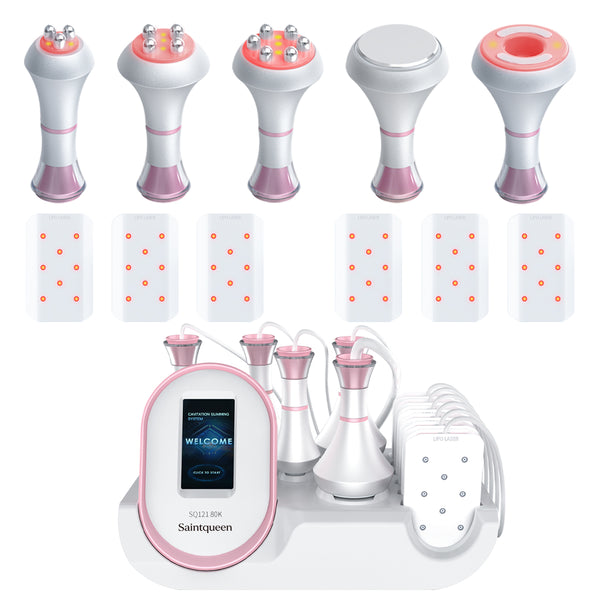SQ121A Pro, 6in1 Body Sculpting Machine | 80K Cavitation, Multi-Polar RF, Vacuum RF, Laser Body Contouring Pads for Skin Firming Contouring Device
