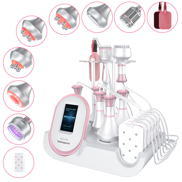 SQ121C Plus, 9in1 80K Cavitation Machine With Laser Lipo Pads Multi-Polar RF Vacuum EMS BIO LED Cold Hammer Body Sculpting Skin Tightening