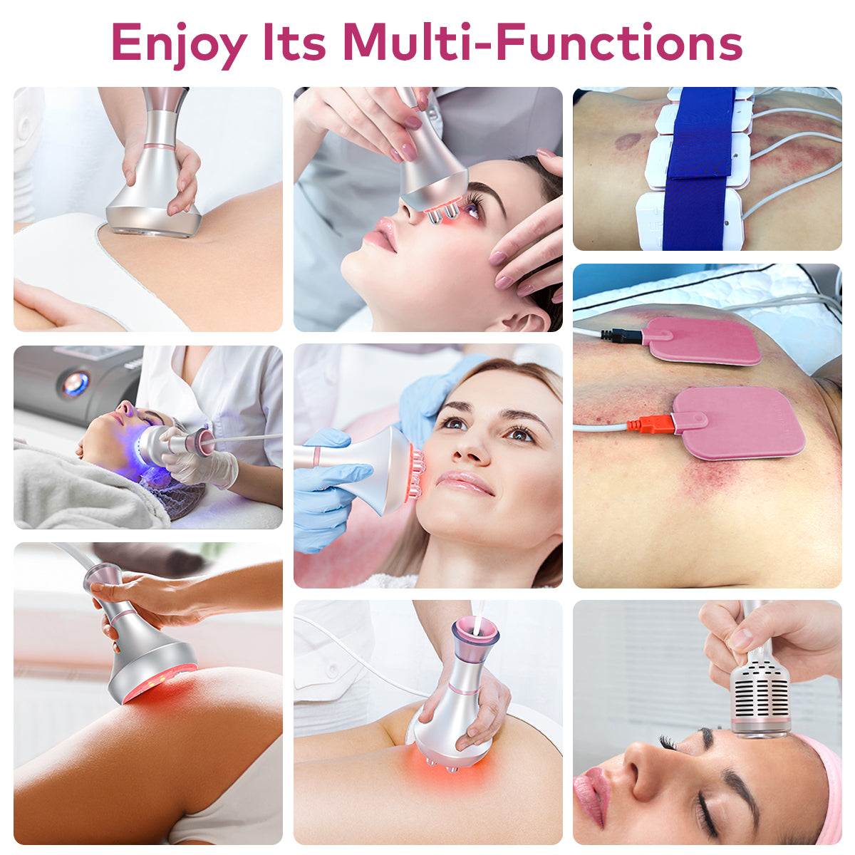 SQ121C Plus, 9in1 80K Cavitation Machine With Laser Lipo Pads Multi-Polar RF Vacuum EMS BIO LED Cold Hammer Body Sculpting Skin Tightening