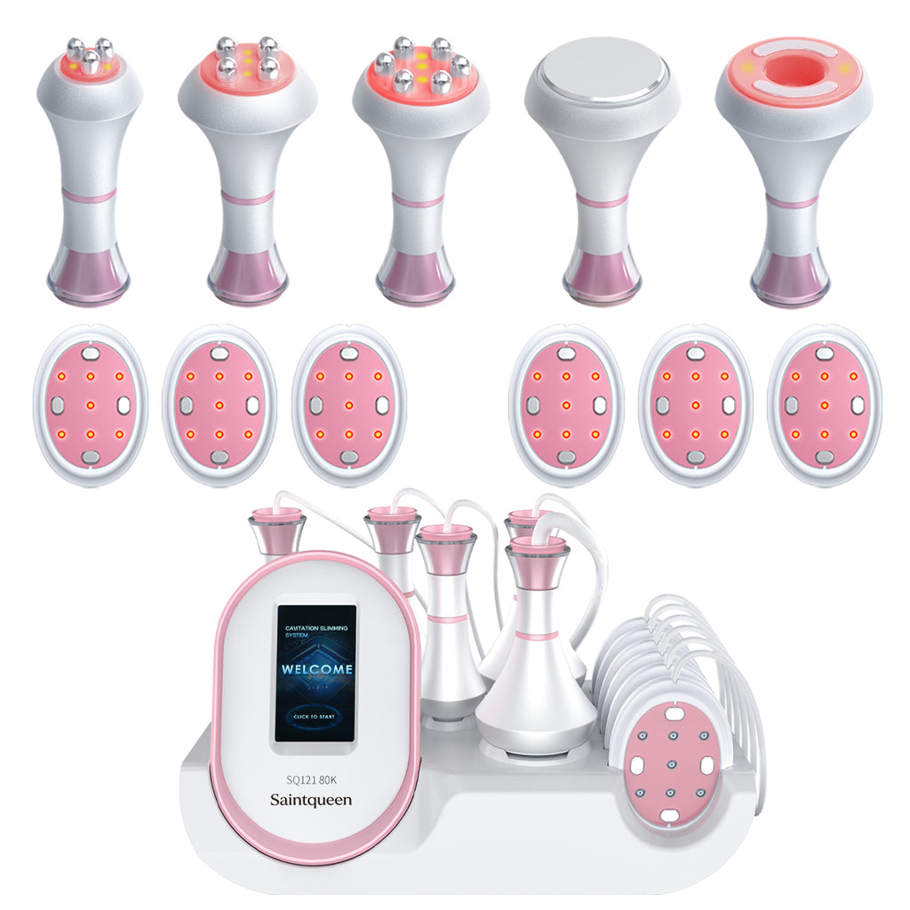 SQ121B Pro, 6in1 80K Cavitation Body Machine, RF Skin Tightening with Laser EMS Microcurrent Pad, Vacuum Negative Pressure Massage Body Contouring Shaping