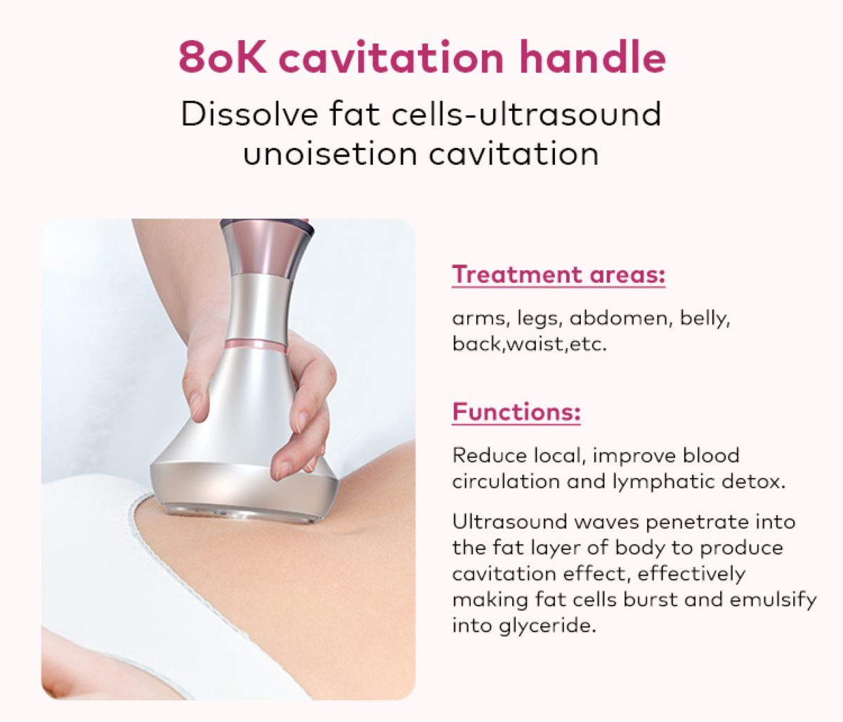 SQ121B Pro, 6in1 80K Cavitation Body Machine, RF Skin Tightening with Laser EMS Microcurrent Pad, Vacuum Negative Pressure Massage Body Contouring Shaping