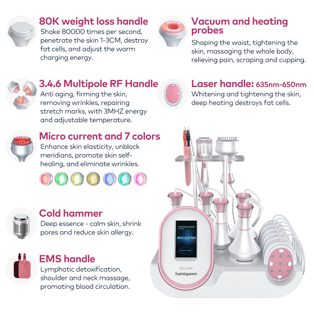 SQ121D Plus, 9in1 80K Cavitation Machine With Microcurrent Plate, Multi-Polar RF Vacuum for Body Shaping Skin Tightening Anti-Aging Secondary image