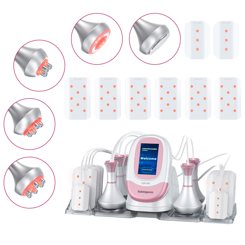 SQ95C Pro, 6in1 80K Cavitation Machine | Multi-Polar RF Vacuum Lipo Laser Body Sculpting Device, Face Lifting Skin Tightening Anti-Aging