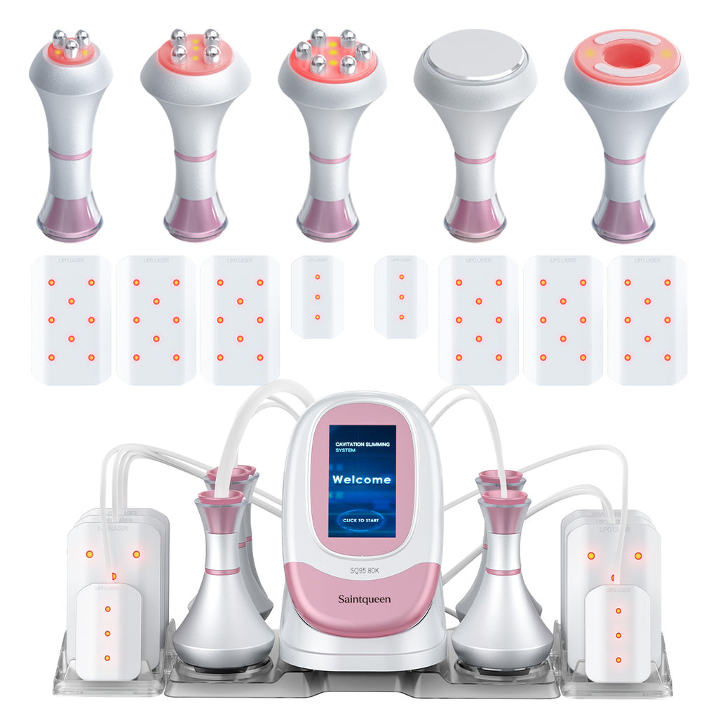 SQ95C Pro, 6in1 80K Cavitation Machine | Multi-Polar RF Vacuum Lipo Laser Body Sculpting Device, Face Lifting Skin Tightening Anti-Aging