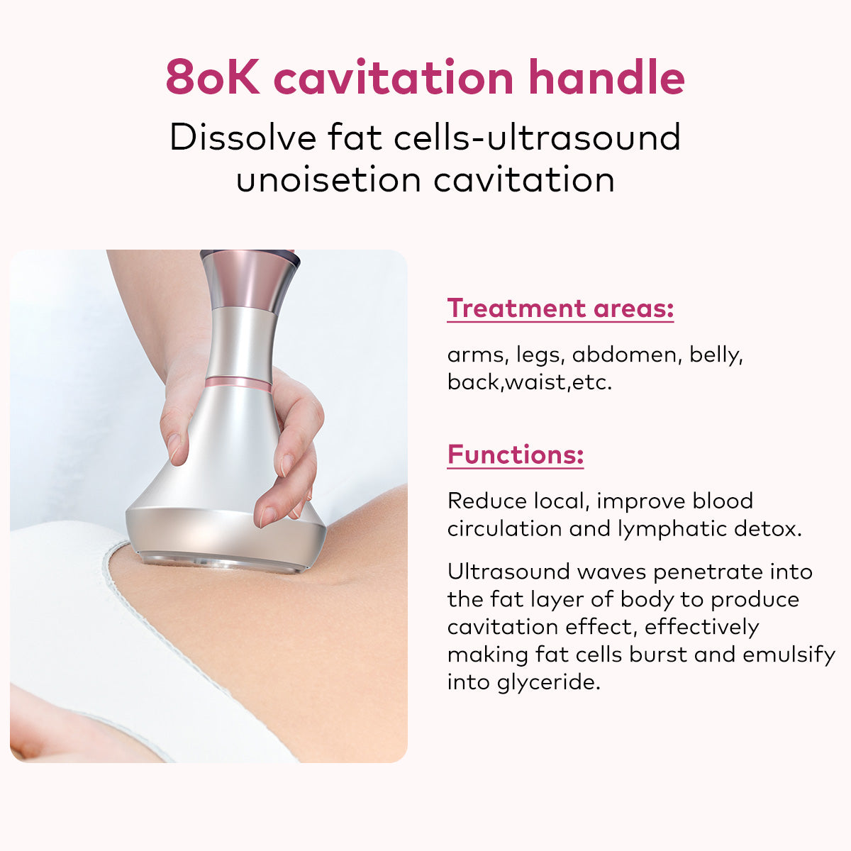 SQ95C Pro, 6in1 80K Cavitation Machine | Multi-Polar RF Vacuum Lipo Laser Body Sculpting Device, Face Lifting Skin Tightening Anti-Aging