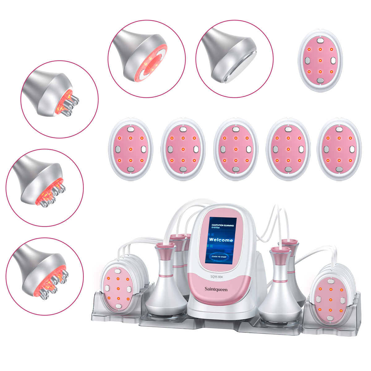 SQ95B Pro, 6in1 Multifunctional Body Sculpting Machine 80K Cavitation, Multi-Polar RF, Vacuum Massage & EMS Pads for Skin Lifting & Shaping