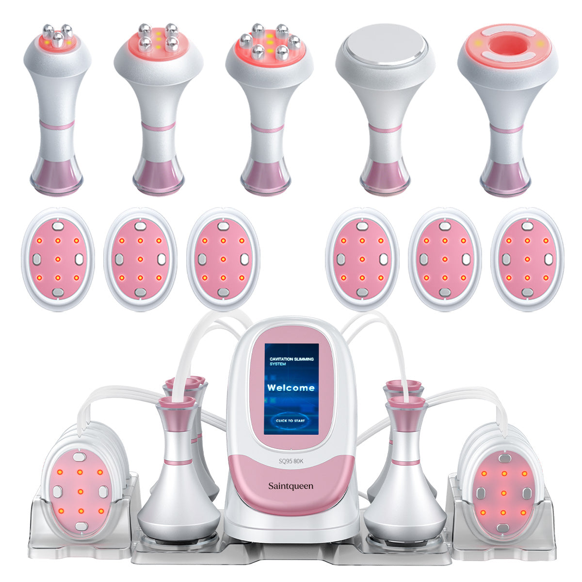 SQ95B Pro, 6in1 Multifunctional Body Sculpting Machine 80K Cavitation, Multi-Polar RF, Vacuum Massage & EMS Pads for Skin Lifting & Shaping