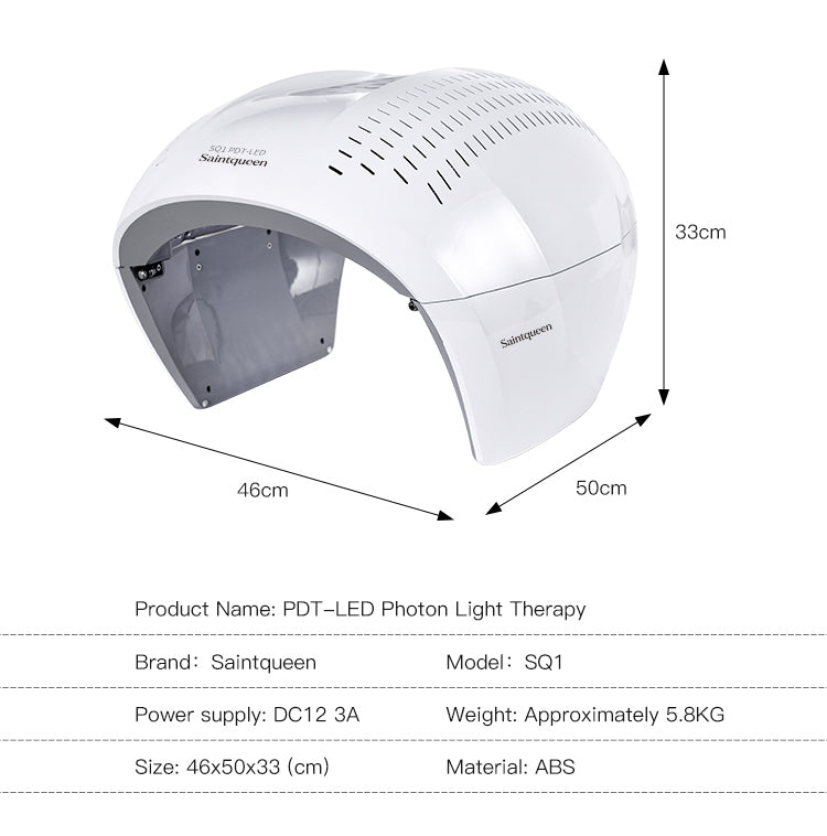SQ1 LED Light Therapy Device, 292 Beads 7-Color Photon Facial Skin Rejuvenation Machine, Red Blue Green PDT for Face Skin Care Anti-Aging Acne Oil Control
