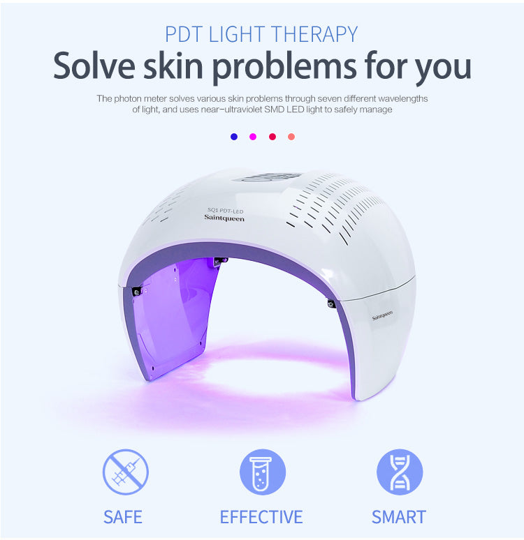 SQ1 LED Light Therapy Device, 292 Beads 7-Color Photon Facial Skin Rejuvenation Machine, Red Blue Green PDT for Face Skin Care Anti-Aging Acne Oil Control