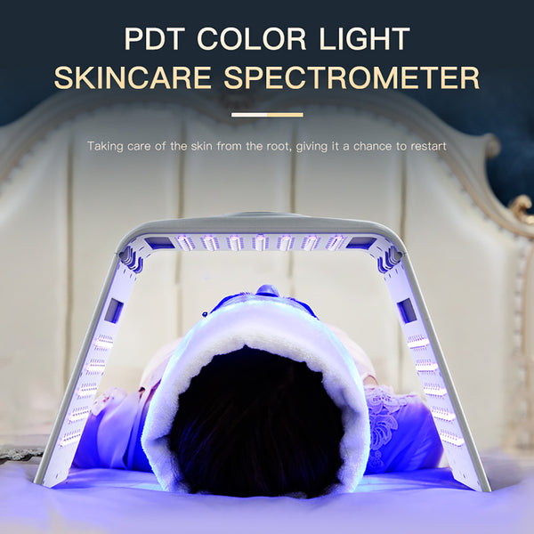 SQ130 119-LED 7 Color PDT Spectrometer Light Therapy Device, Foldable Facial Skin Rejuvenation with Hot Compress Mode for Home Salon