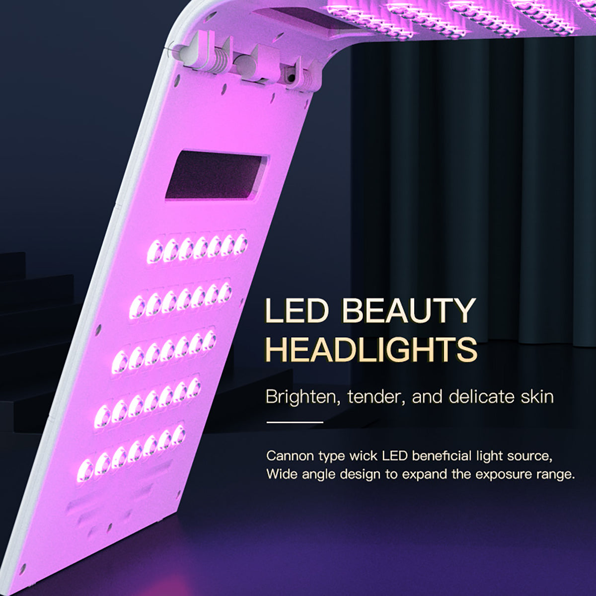 SQ130 119-LED 7 Color PDT Spectrometer Light Therapy Device, Foldable Facial Skin Rejuvenation with Hot Compress Mode for Home Salon