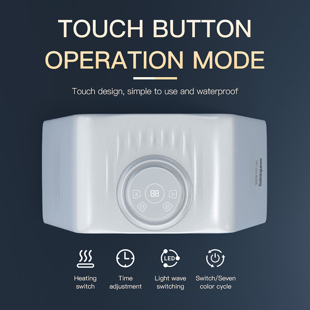 SQ130 119-LED 7 Color PDT Spectrometer Light Therapy Device, Foldable Facial Skin Rejuvenation with Hot Compress Mode for Home Salon