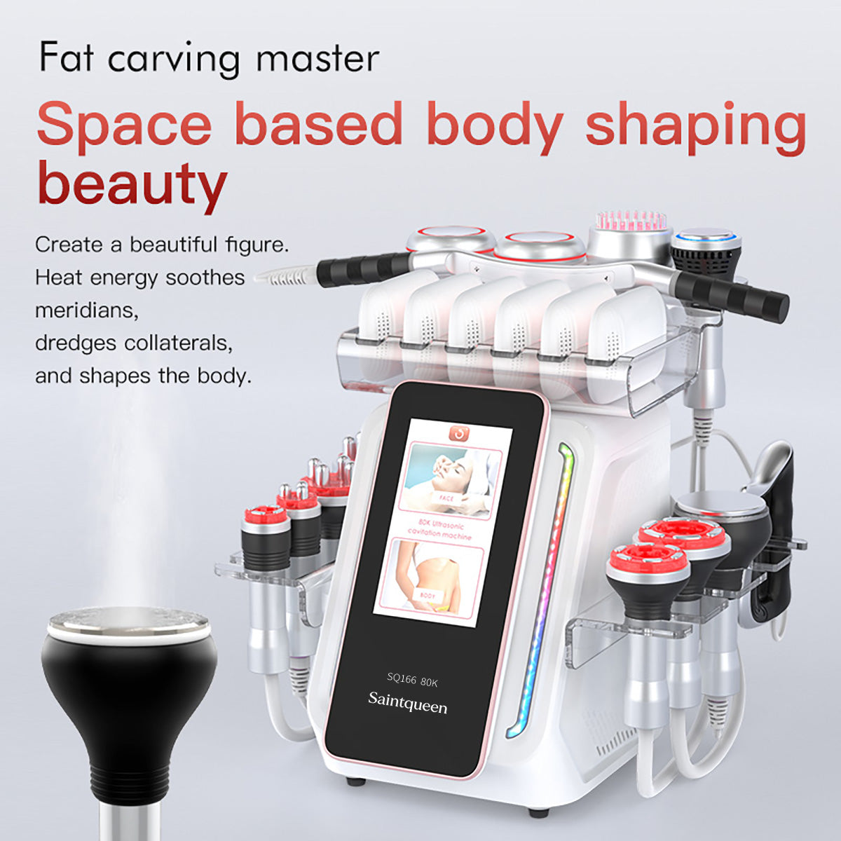 SQ166 Ultra, 80K Cavitation Radio Frequency Vacuum Massager, All-in-One Salon Beauty Equipment with EMS Laser Pad, Multiple Working Handles Secondary image